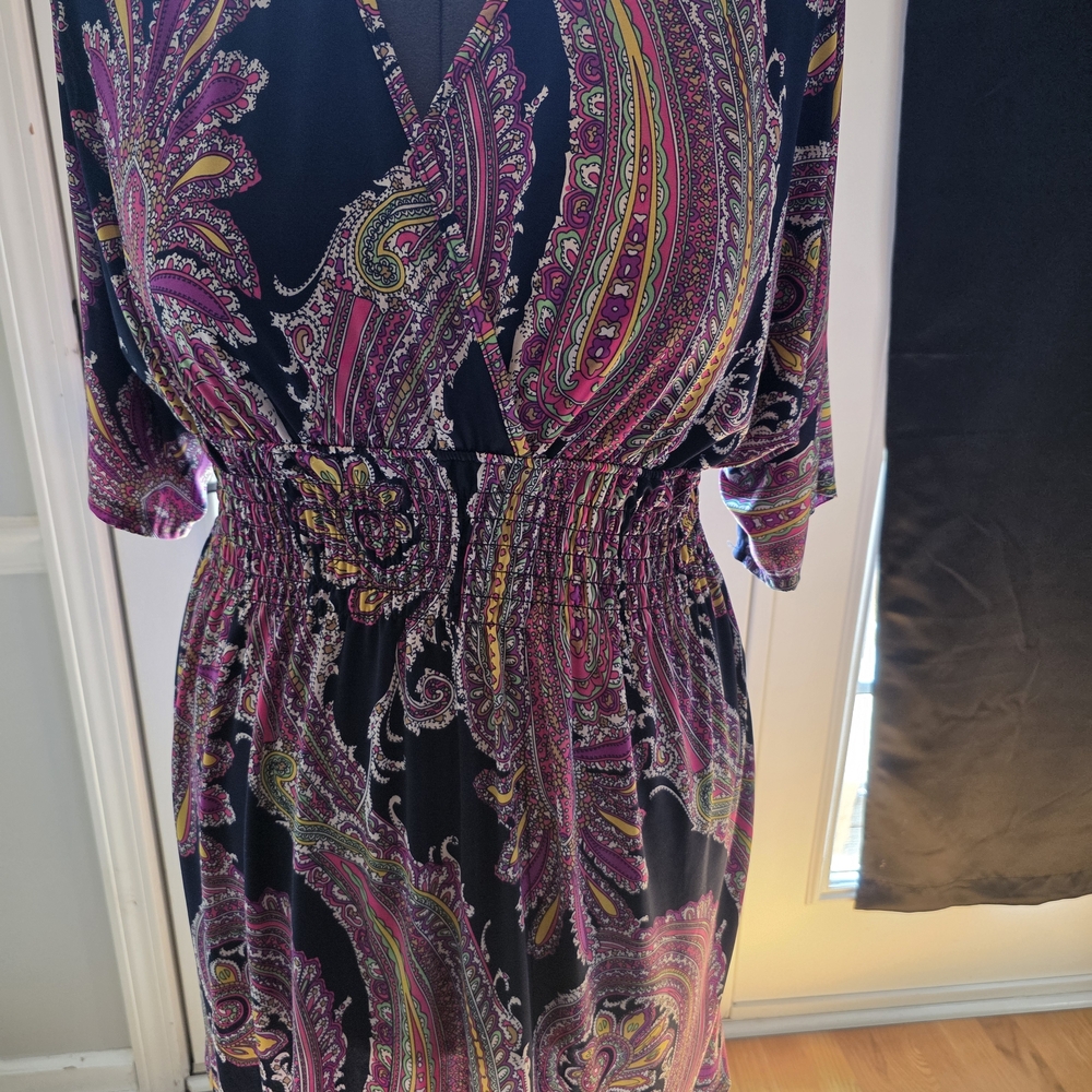 Vibrant Paisley Long Sleeve Dress 2x Boho Dress By Relax
